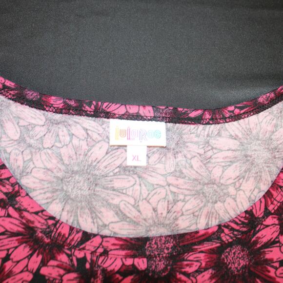 LuLaRoe Women’s Julia Pink Daisy Floral Print Short Sleeve Dress Size XL - Picture 4 of 9